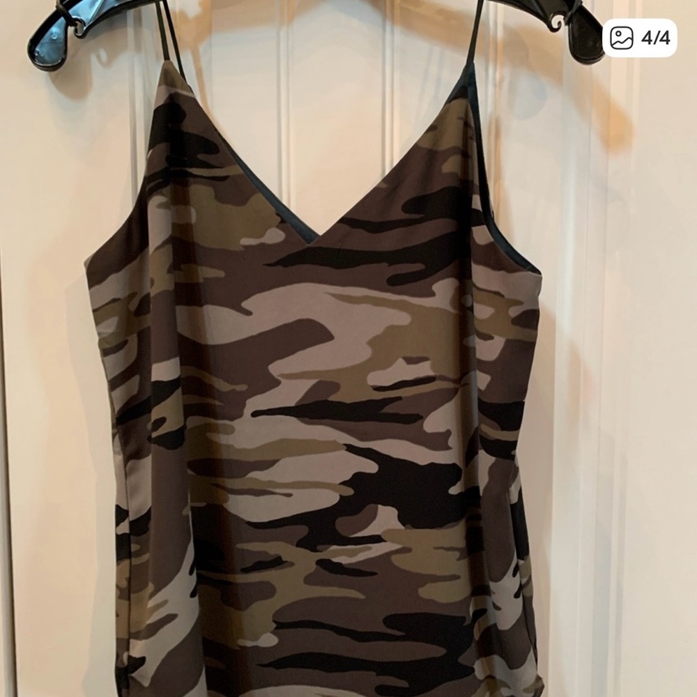 Express Camo V-Neck Spaghetti Strap Tank - Olive, Black, Gray
